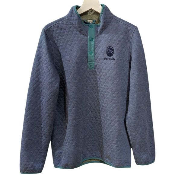 Marine Layer Corbet Reversible Pullover Blue Heather/Olive Heather Men's Medium - Picture 1 of 5